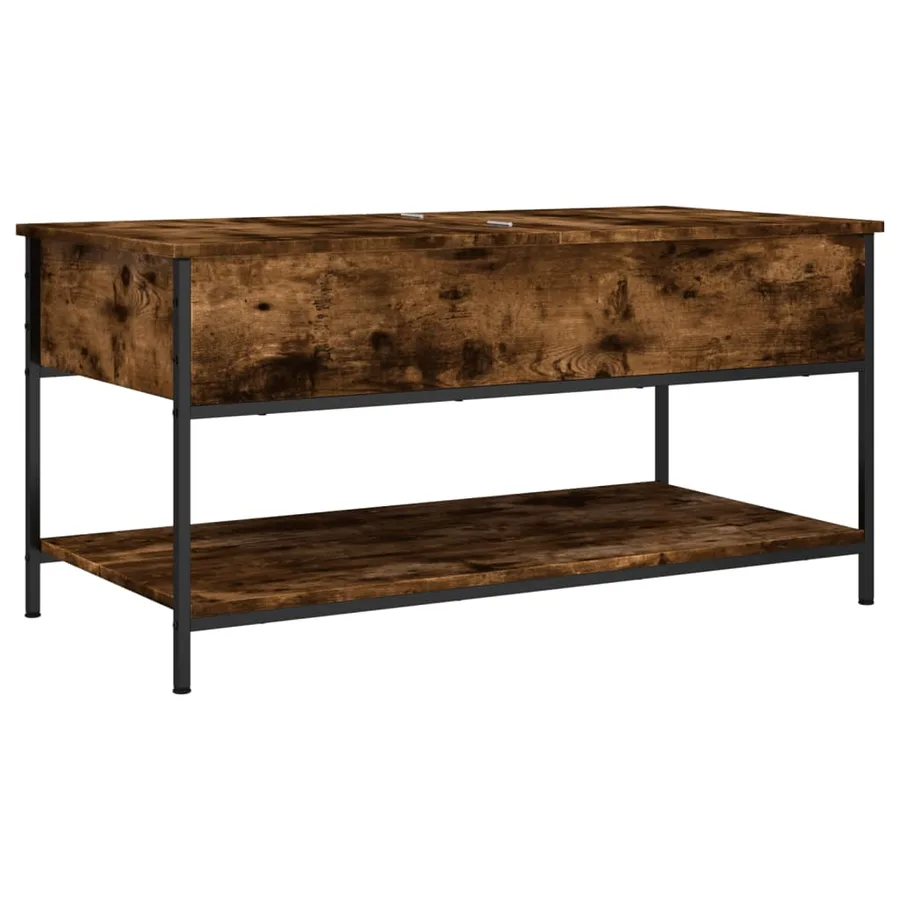 Table basse chêne fumé 100x50x50 cm bois d'ingénierie et métal - 2