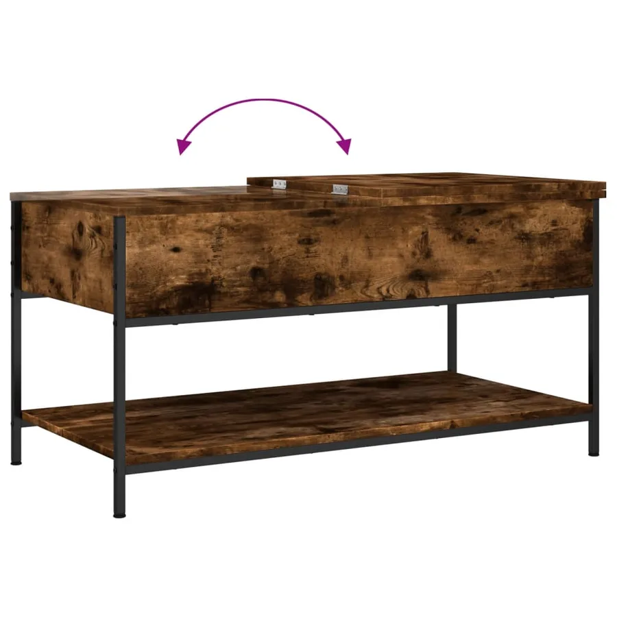 Table basse chêne fumé 100x50x50 cm bois d'ingénierie et métal - 8