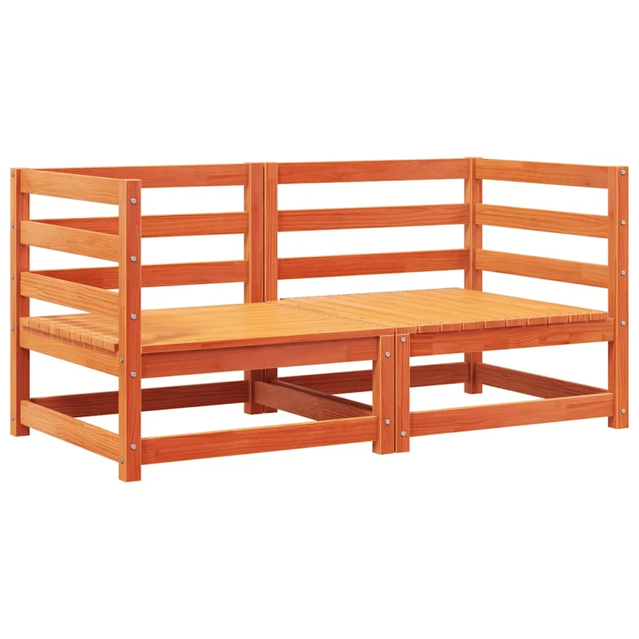 Canapés d'angle de jardin coussins 2 pcs cire marron pin massif - 4