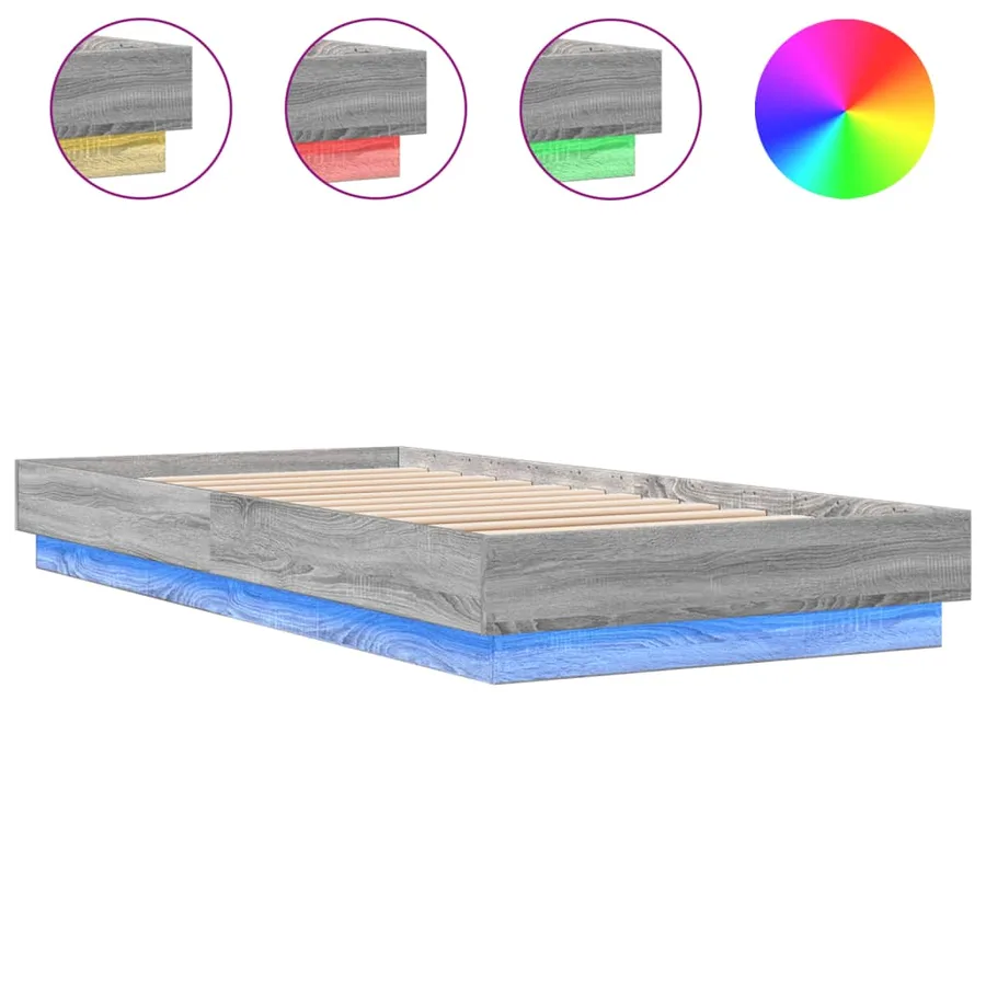 Cadre de lit sans matelas avec lumières LED 90x200 cm - 2