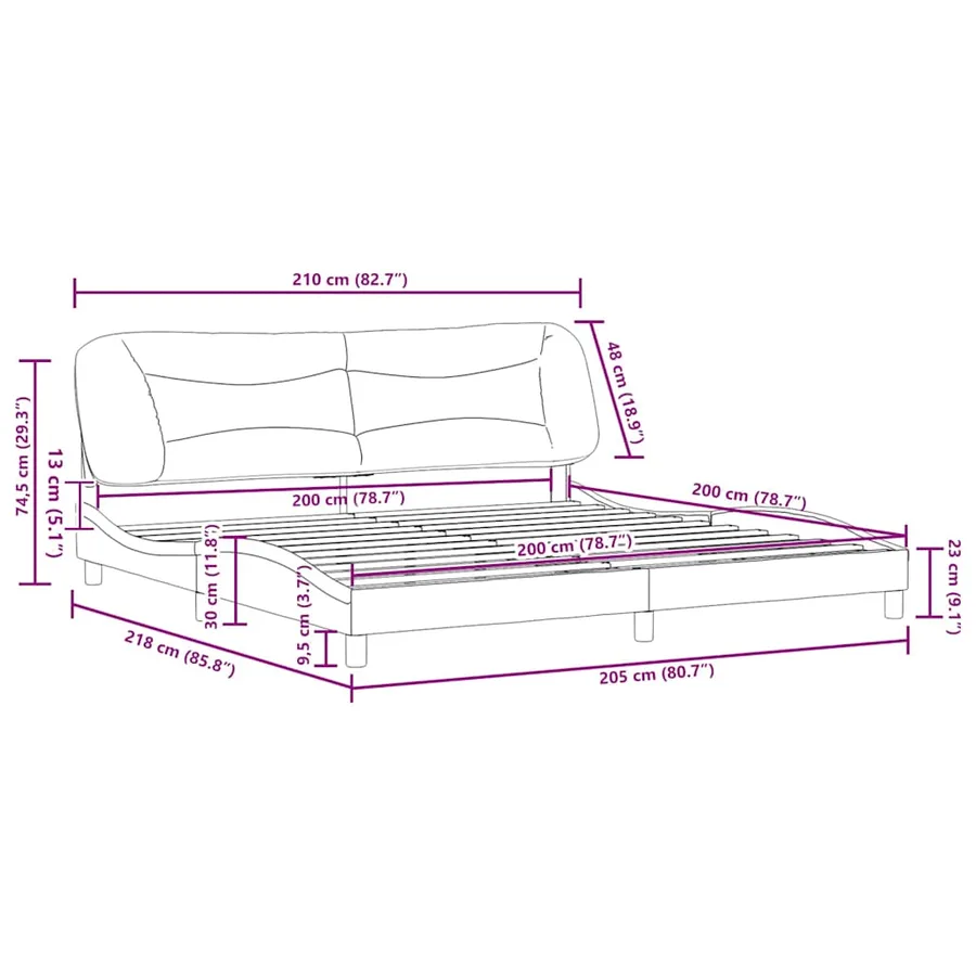 Cadre de lit sans matelas Hvar bleu 200x200 cm tissu - 12