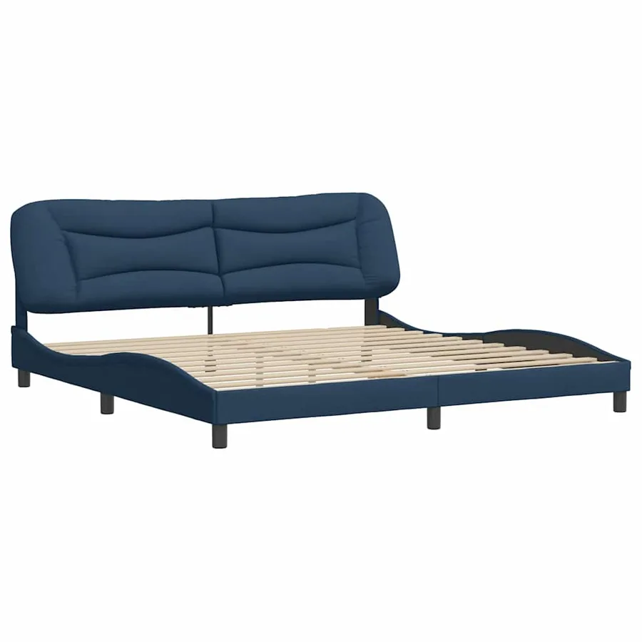 Cadre de lit sans matelas Hvar bleu 200x200 cm tissu - 3