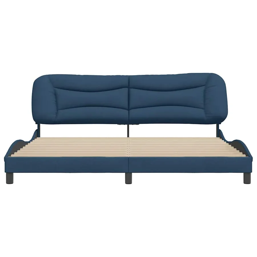 Cadre de lit sans matelas Hvar bleu 200x200 cm tissu - 4