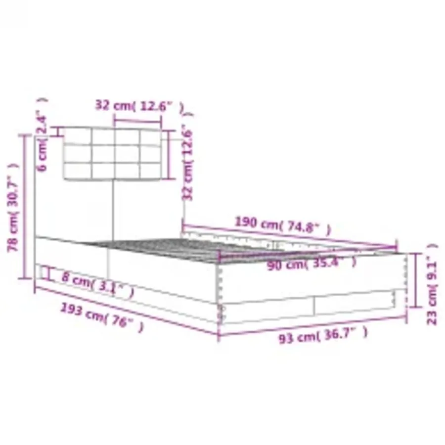 Cadre de lit avec LED sans matelas chêne marron 90x190 cm - 14