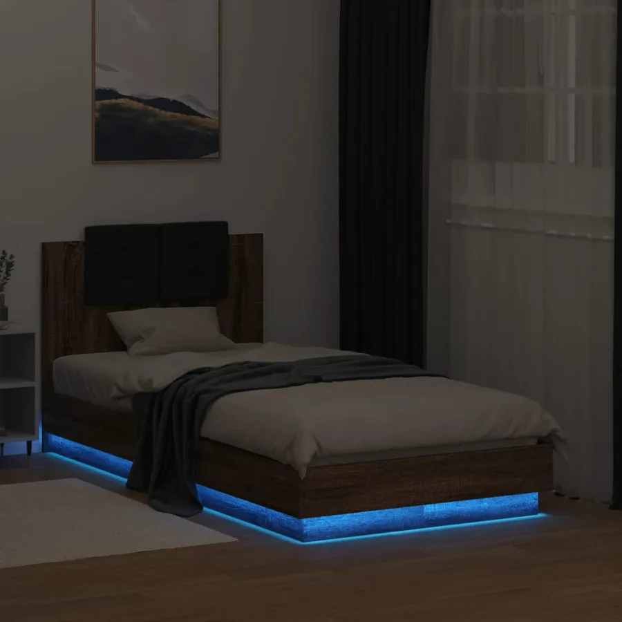 Cadre de lit avec LED sans matelas chêne marron 90x190 cm - 4