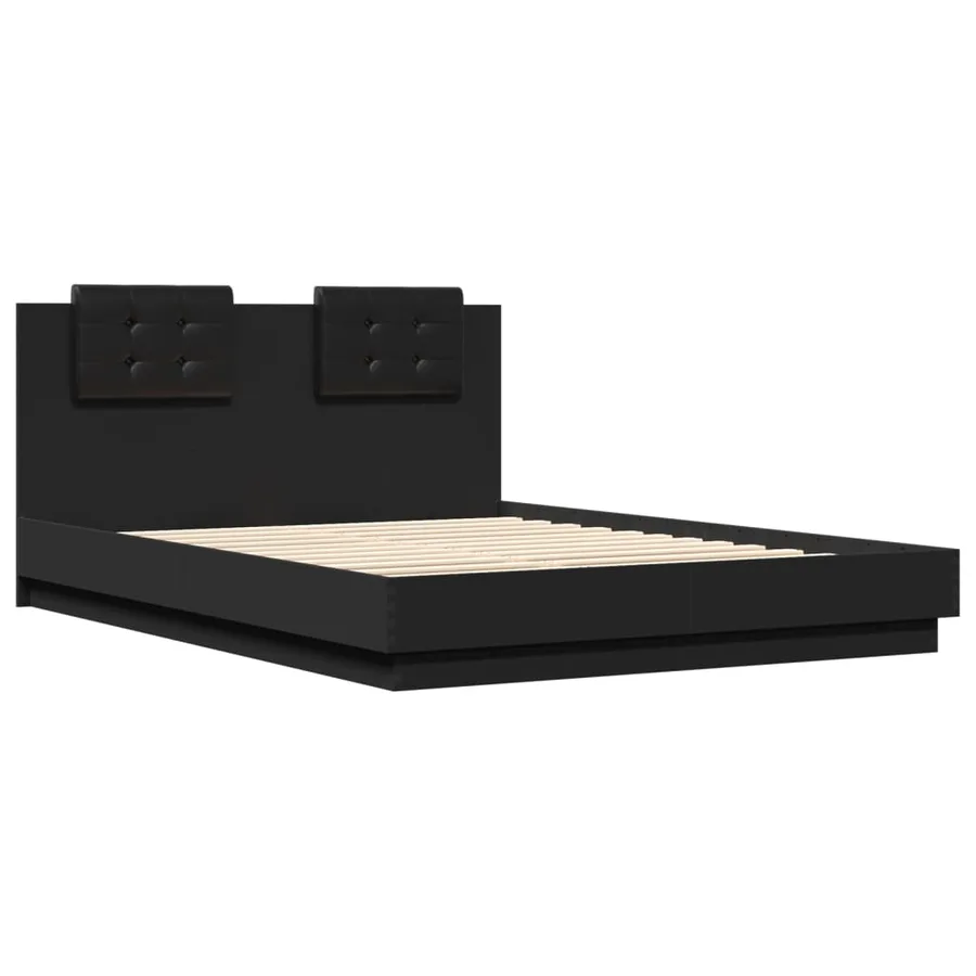 Cadre de lit avec LED sans matelas noir 150x200 cm - 3