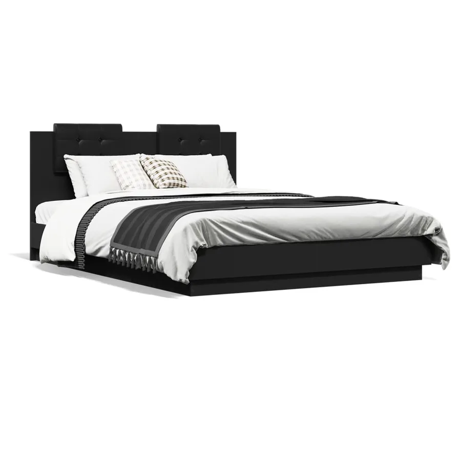 Cadre de lit avec LED sans matelas noir 150x200 cm - 5