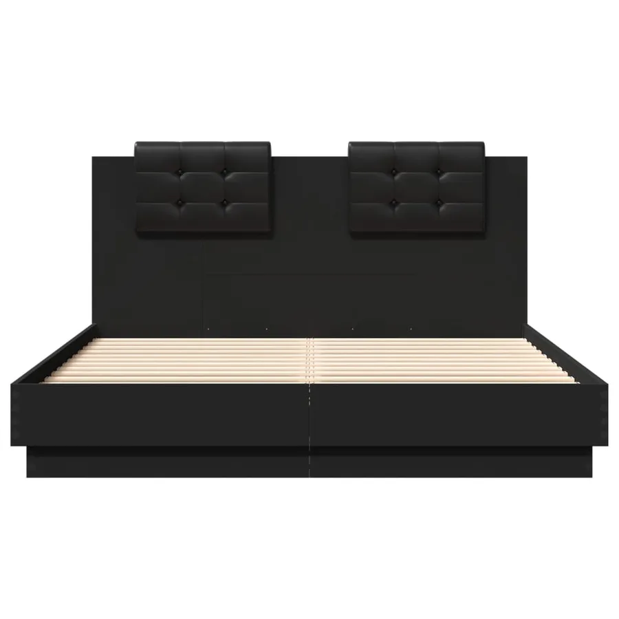 Cadre de lit avec LED sans matelas noir 150x200 cm - 6