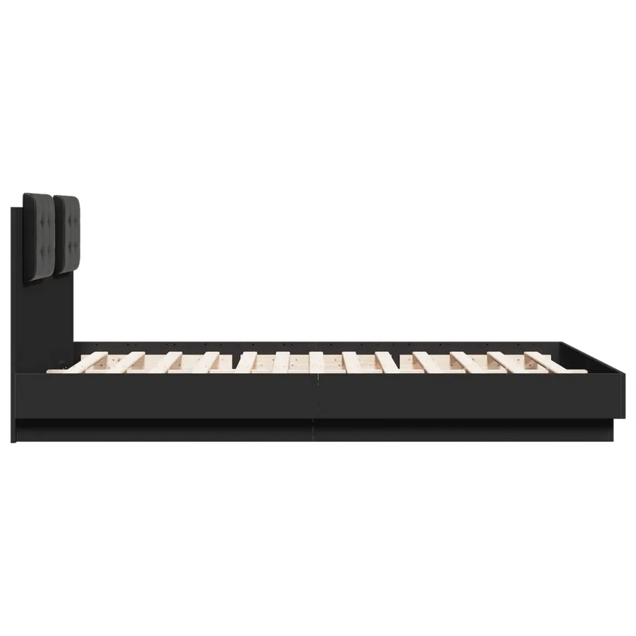 Cadre de lit avec LED sans matelas noir 150x200 cm - 7