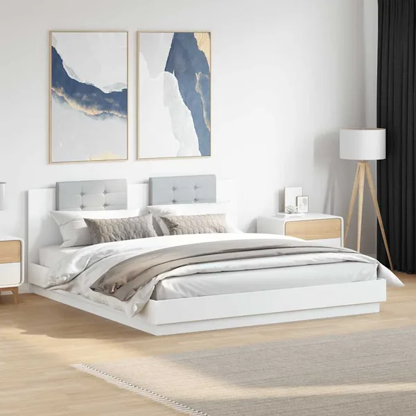 Cadre de lit sans matelas blanc 200x200 cm