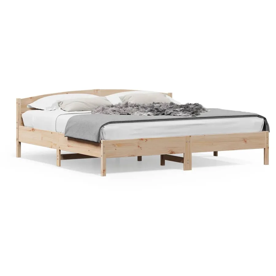 Cadre de lit sans matelas 200x200 cm bois massif de pin - 2