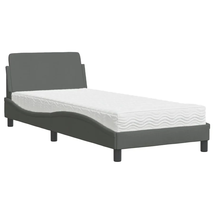 Lit avec matelas Dover gris foncé 90x190 cm tissu - 2