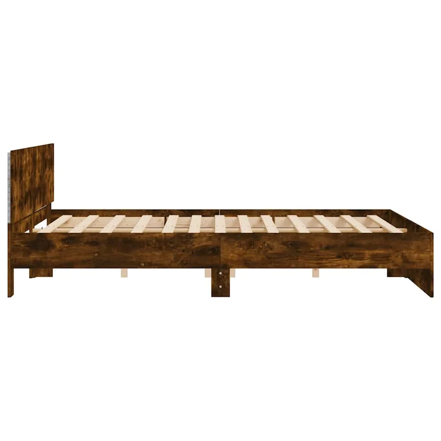 Cadre de lit avec LED sans matelas chêne fumé 200x200 cm - 8
