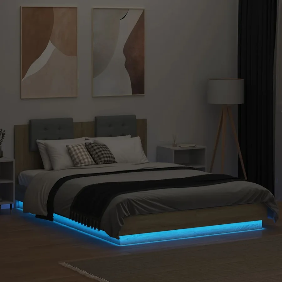 Cadre de lit avec LED sans matelas chêne sonoma 140x200 cm - 4
