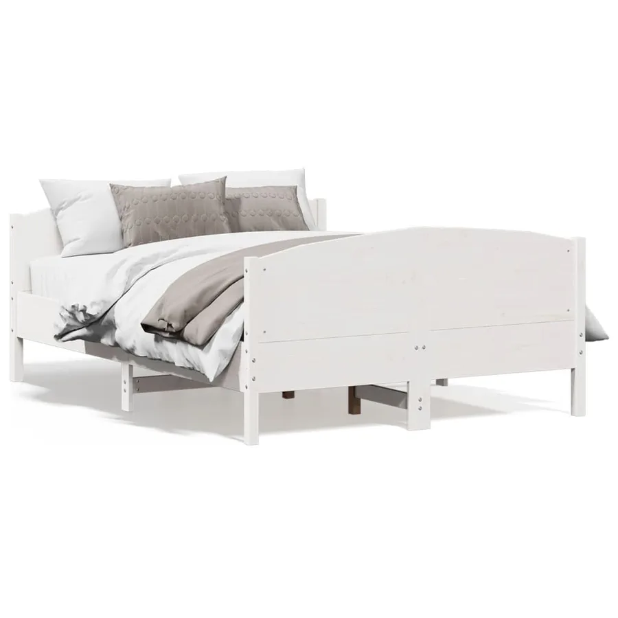 Cadre de lit sans matelas blanc 135x190 cm bois de pin massif - 2