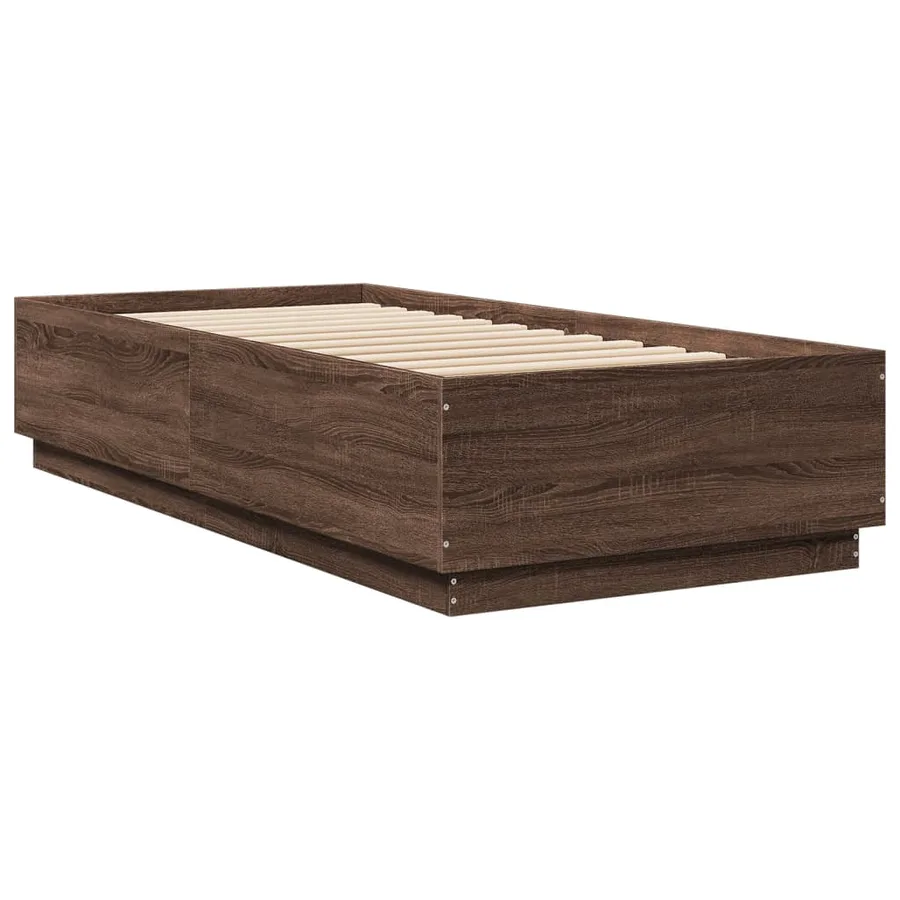 Cadre de lit avec LED sans matelas chêne marron 90x200 cm - 8