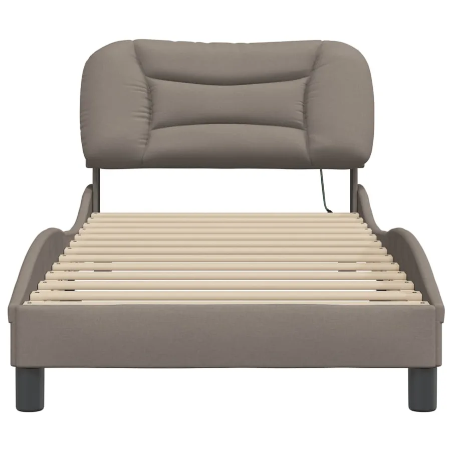 Cadre de lit avec LED sans matelas Hvar taupe 90x190 cm tissu - 6