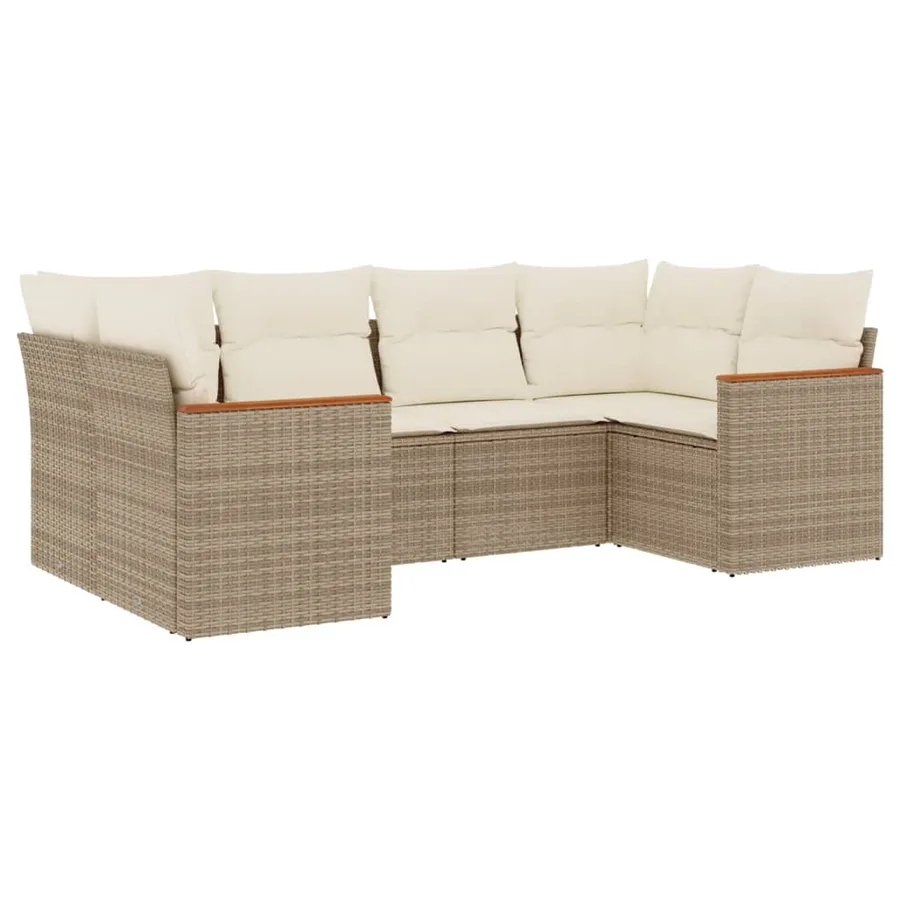 Salon de jardin avec coussins 6 pcs beige résine tressée - 2