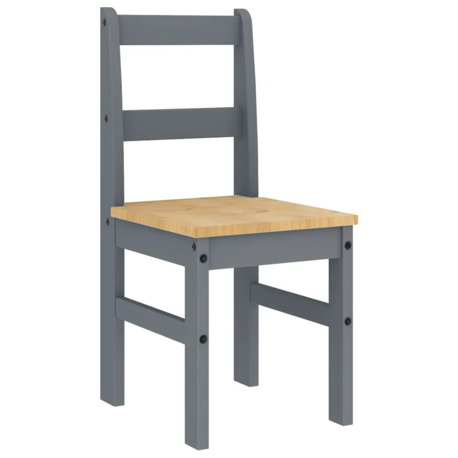 Chaises à manger lot de 2 PANAMA gris bois massif de pin - 5