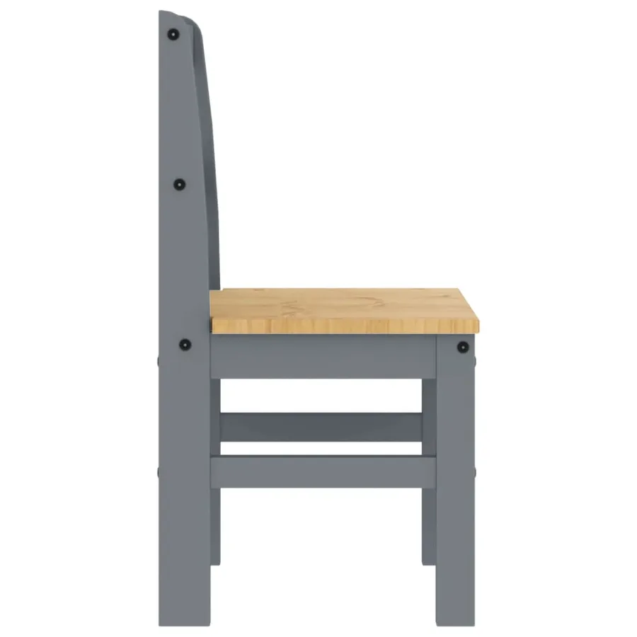 Chaises à manger lot de 2 PANAMA gris bois massif de pin - 6