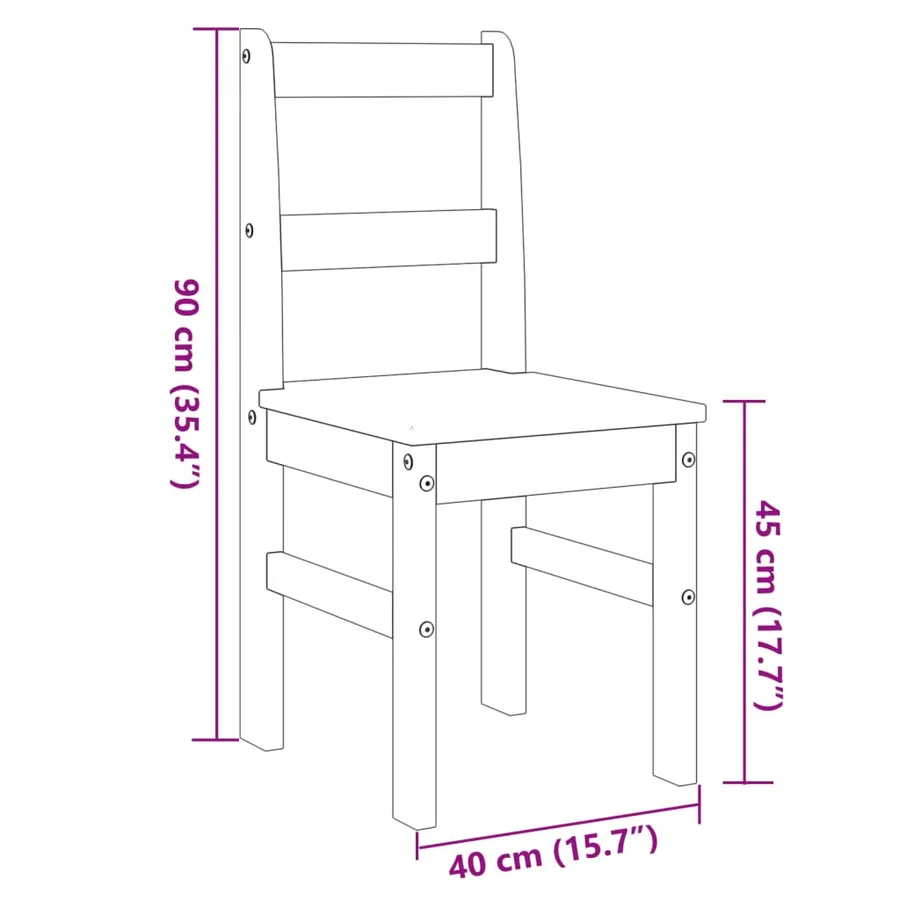Chaises à manger lot de 2 PANAMA gris bois massif de pin - 9