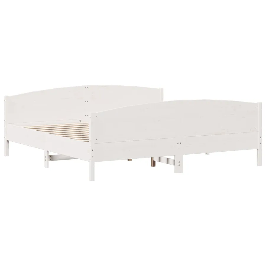 Cadre de lit et tête de lit blanc 180x200 cm bois de pin massif - 2