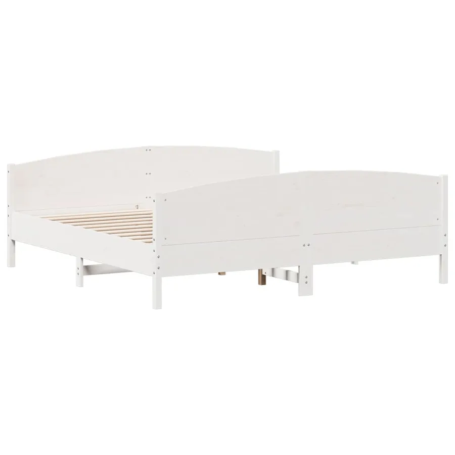 Cadre de lit et tête de lit blanc 180x200 cm bois de pin massif - 6