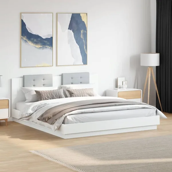 Cadre de lit avec LED sans matelas blanc 180x200 cm