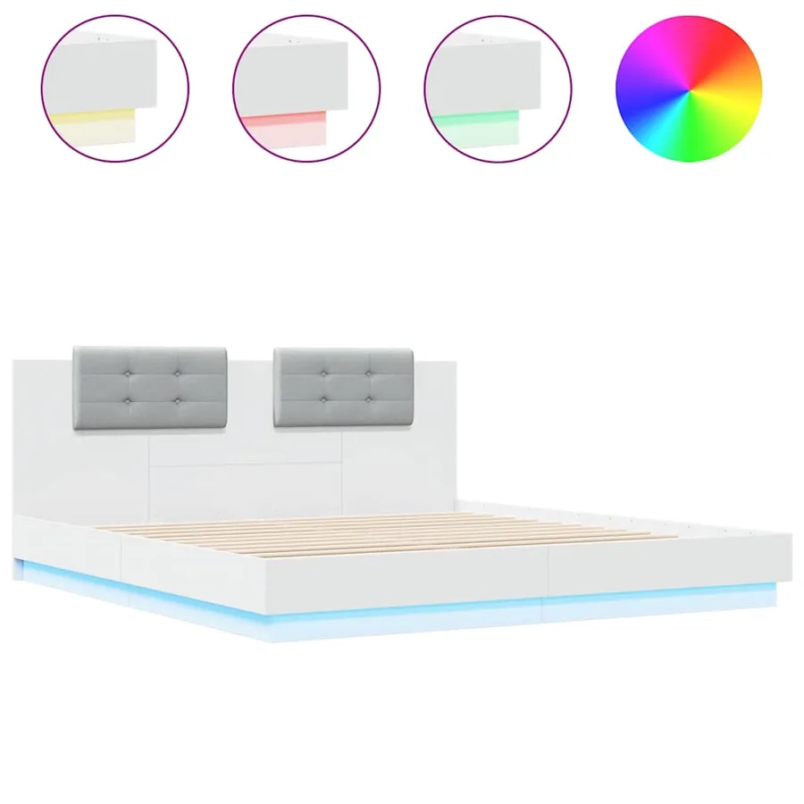 Cadre de lit avec LED sans matelas blanc 180x200 cm - 2
