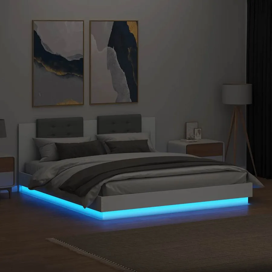 Cadre de lit avec LED sans matelas blanc 180x200 cm - 4