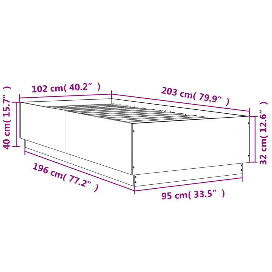 Cadre de lit avec LED sans matelas blanc 100x200 cm - 14