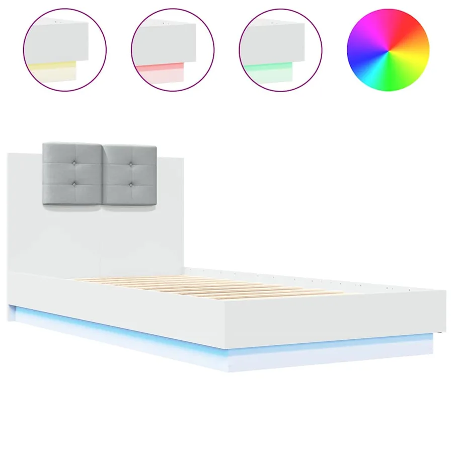Cadre de lit avec LED sans matelas blanc 90x190 cm - 2