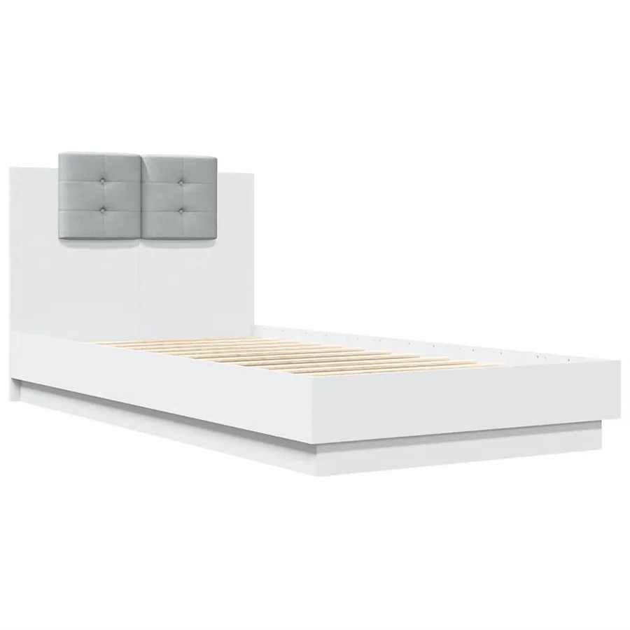 Cadre de lit avec LED sans matelas blanc 90x190 cm - 3