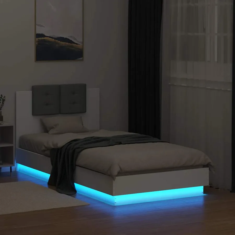 Cadre de lit avec LED sans matelas blanc 90x190 cm - 4