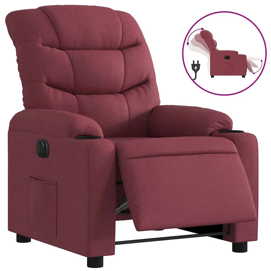 Fauteuil inclinable électrique Rouge bordeaux Tissu - 2