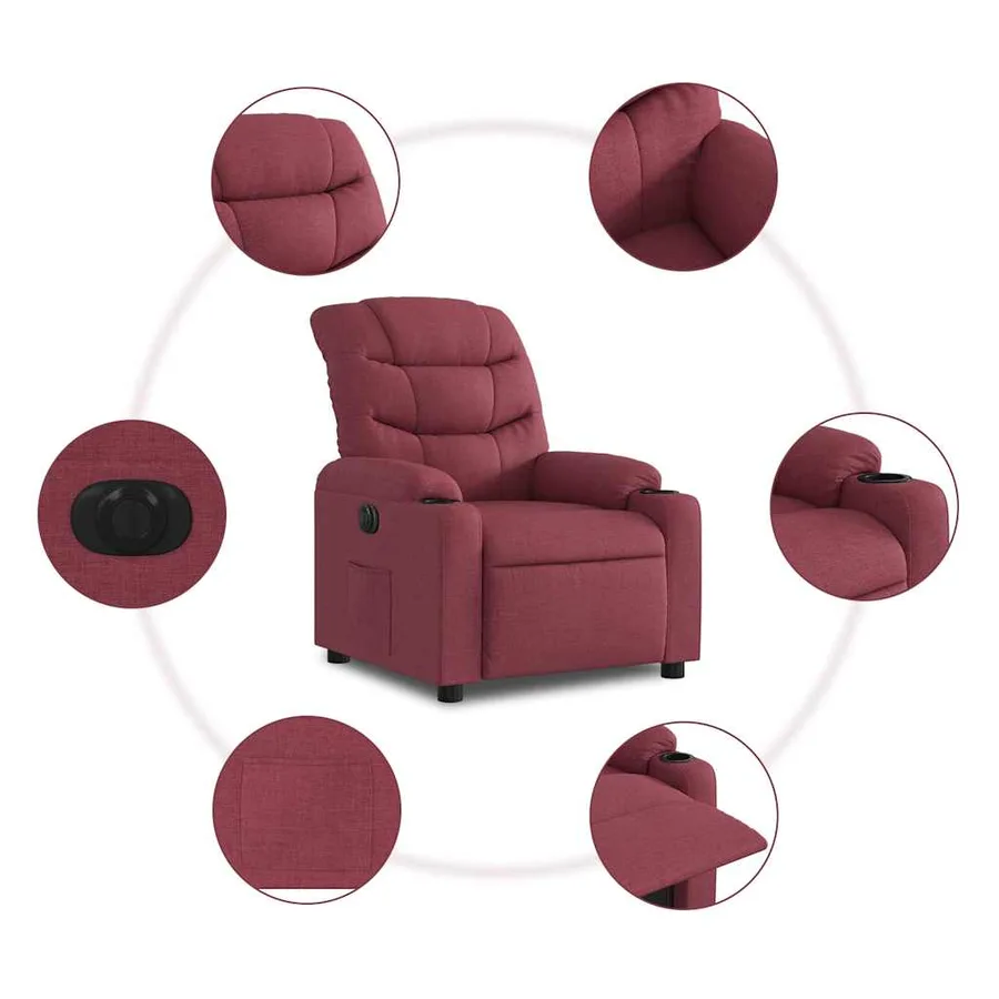 Fauteuil inclinable électrique Rouge bordeaux Tissu - 8