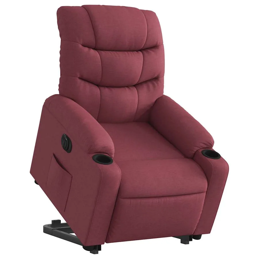 Fauteuil inclinable électrique rouge bordeaux tissu - 3