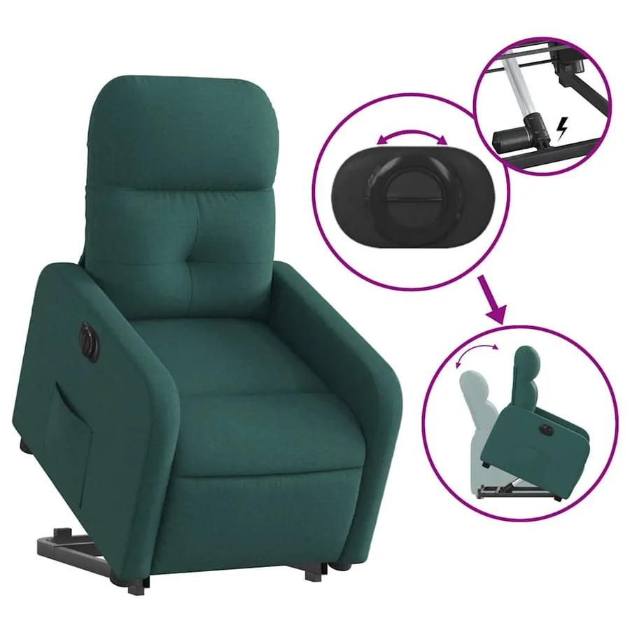 Fauteuil inclinable électrique vert foncé tissu - 11