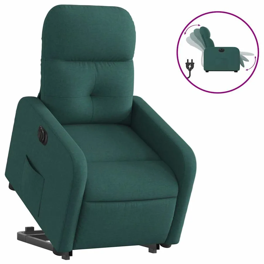 Fauteuil inclinable électrique vert foncé tissu - 2