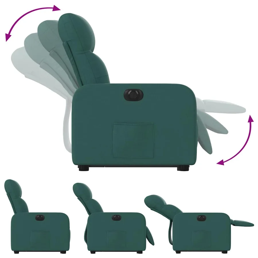 Fauteuil inclinable électrique vert foncé tissu - 7