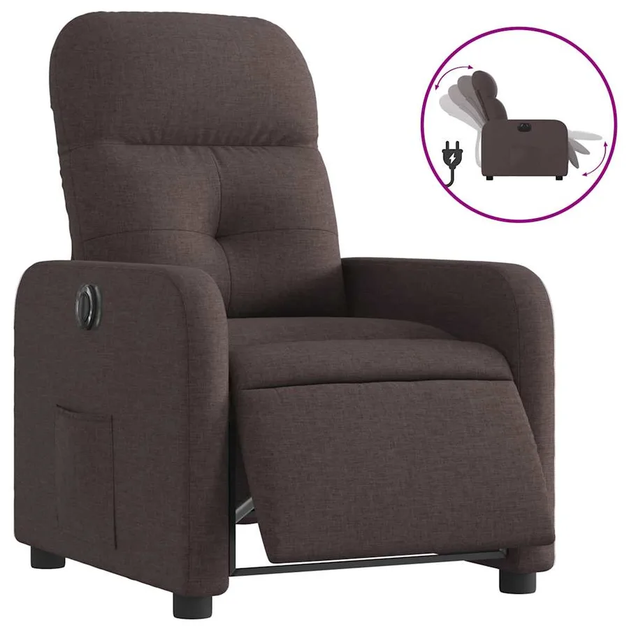 Fauteuil inclinable électrique Marron foncé Tissu - 2