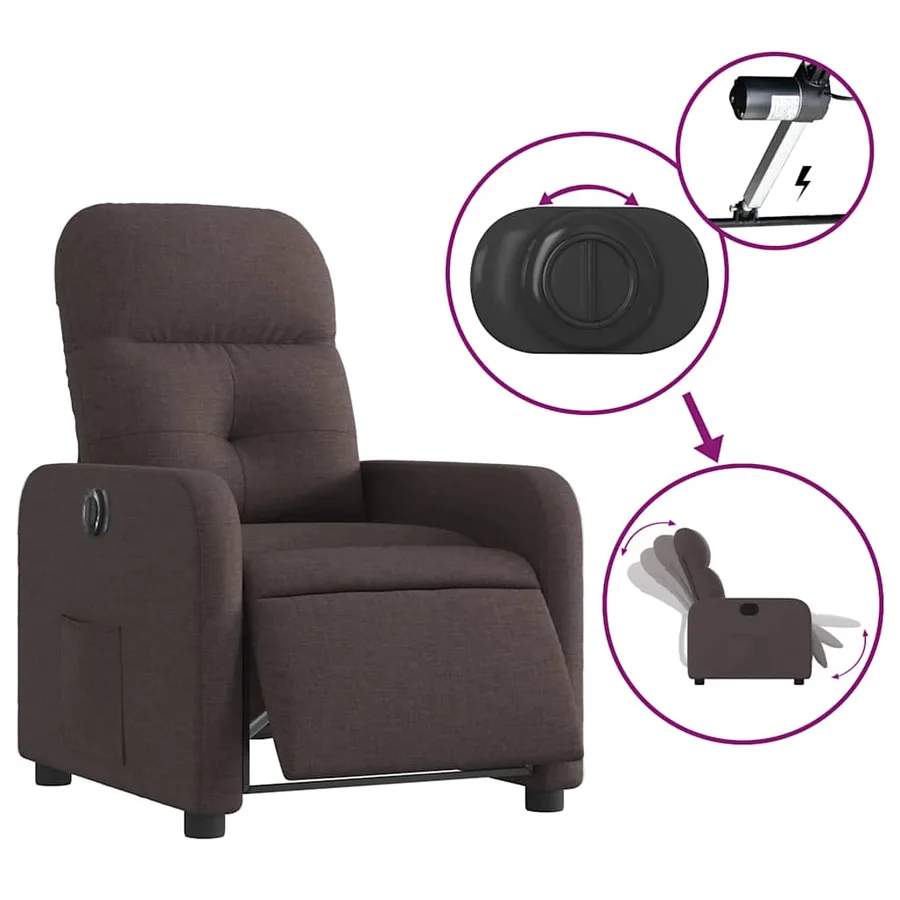 Fauteuil inclinable électrique Marron foncé Tissu - 6