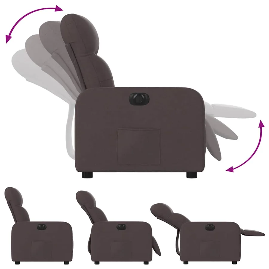 Fauteuil inclinable électrique Marron foncé Tissu - 7