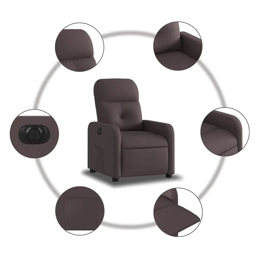 Fauteuil inclinable électrique Marron foncé Tissu - 8