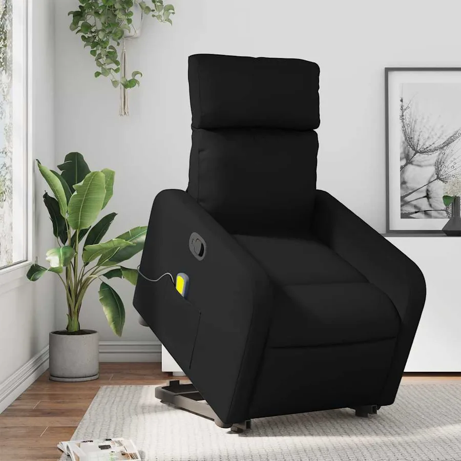 Fauteuil inclinable de massage Noir Similicuir - 16
