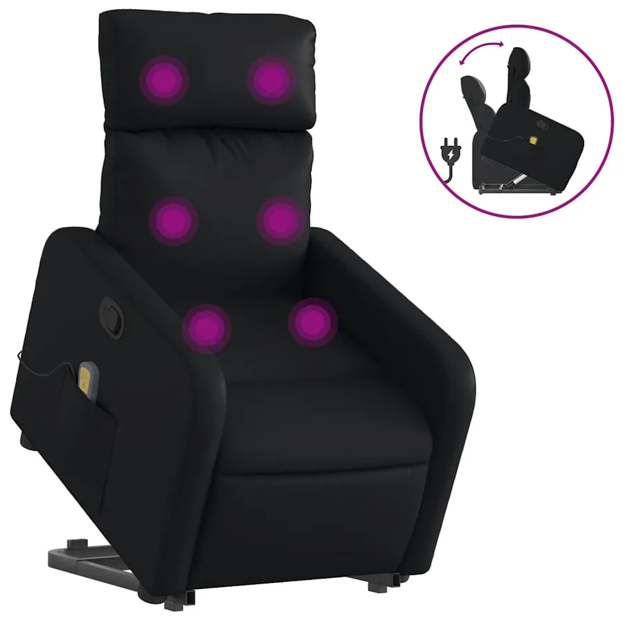 Fauteuil inclinable de massage Noir Similicuir - 2