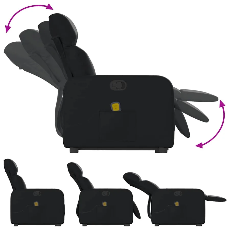 Fauteuil inclinable de massage Noir Similicuir - 7