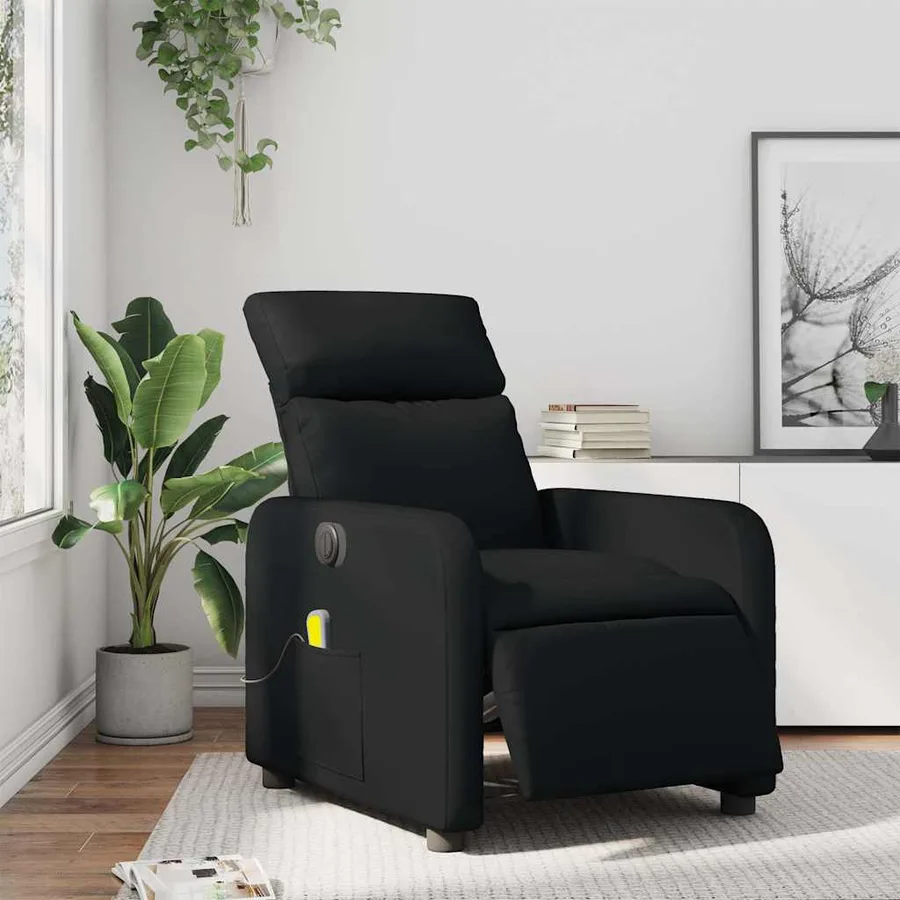 Fauteuil de massage inclinable électrique noir similicuir - 16