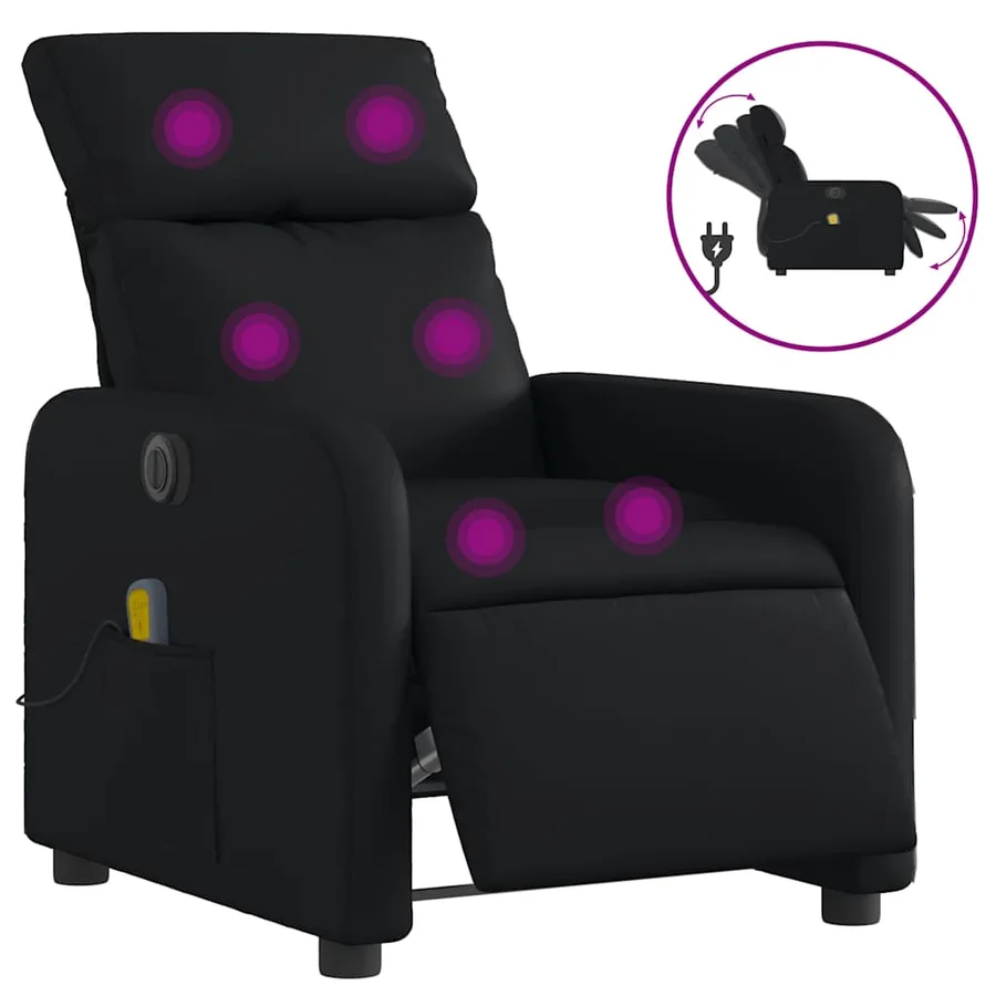Fauteuil de massage inclinable électrique noir similicuir - 2