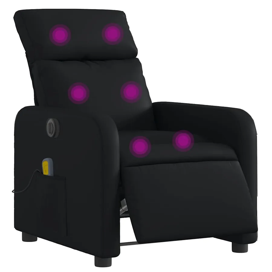 Fauteuil de massage inclinable électrique noir similicuir - 3